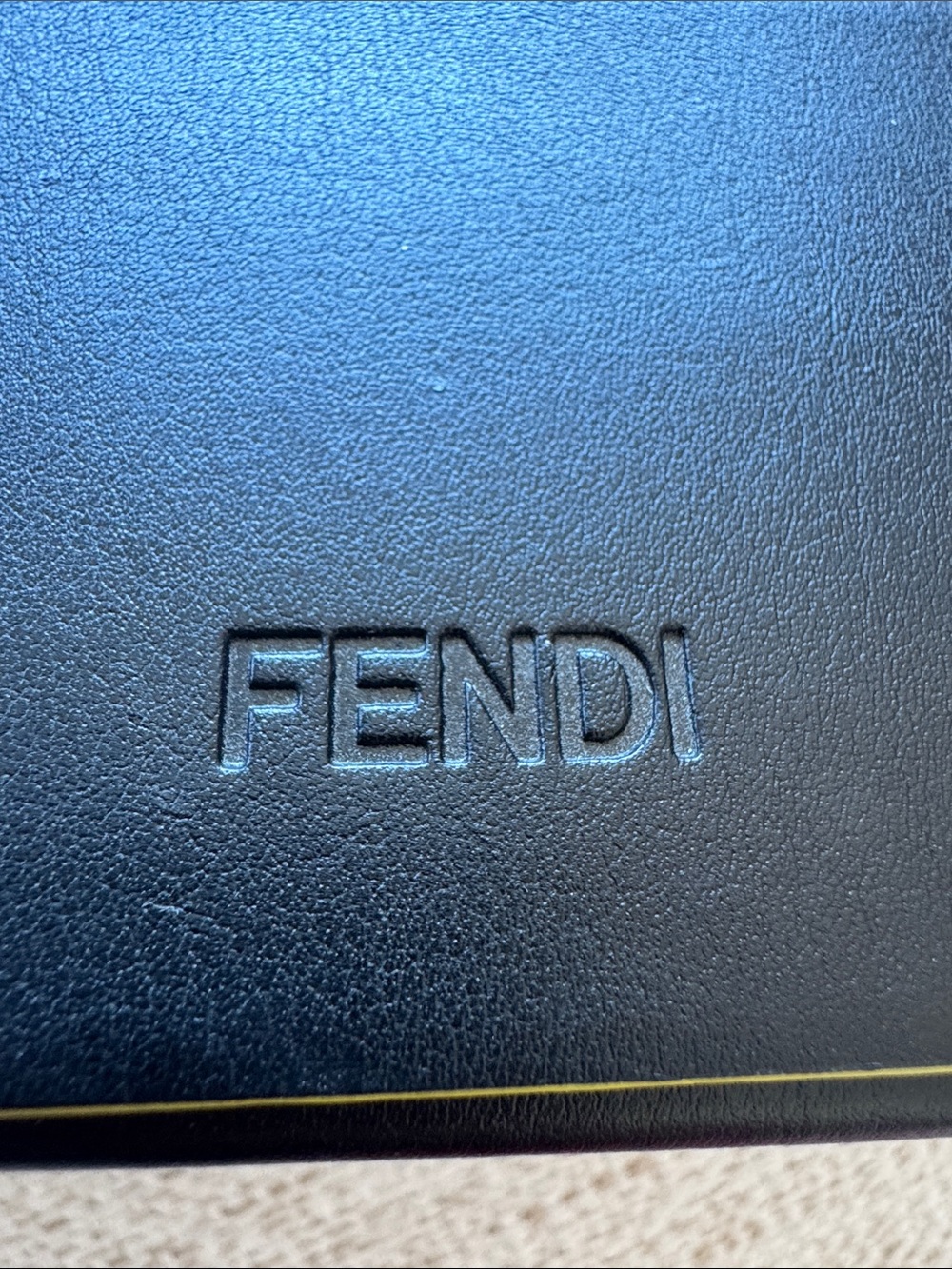 FENDI black leather sunglass glasses case eyeglass sunglasses like new yellow
